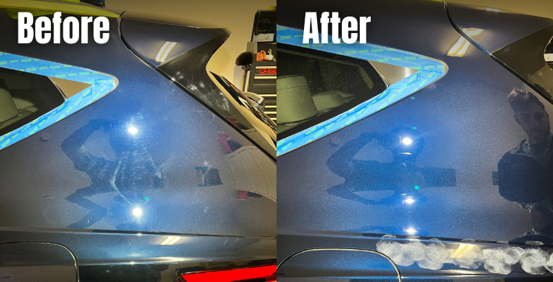 Before and after ceramic coating gloss in Raleigh NC