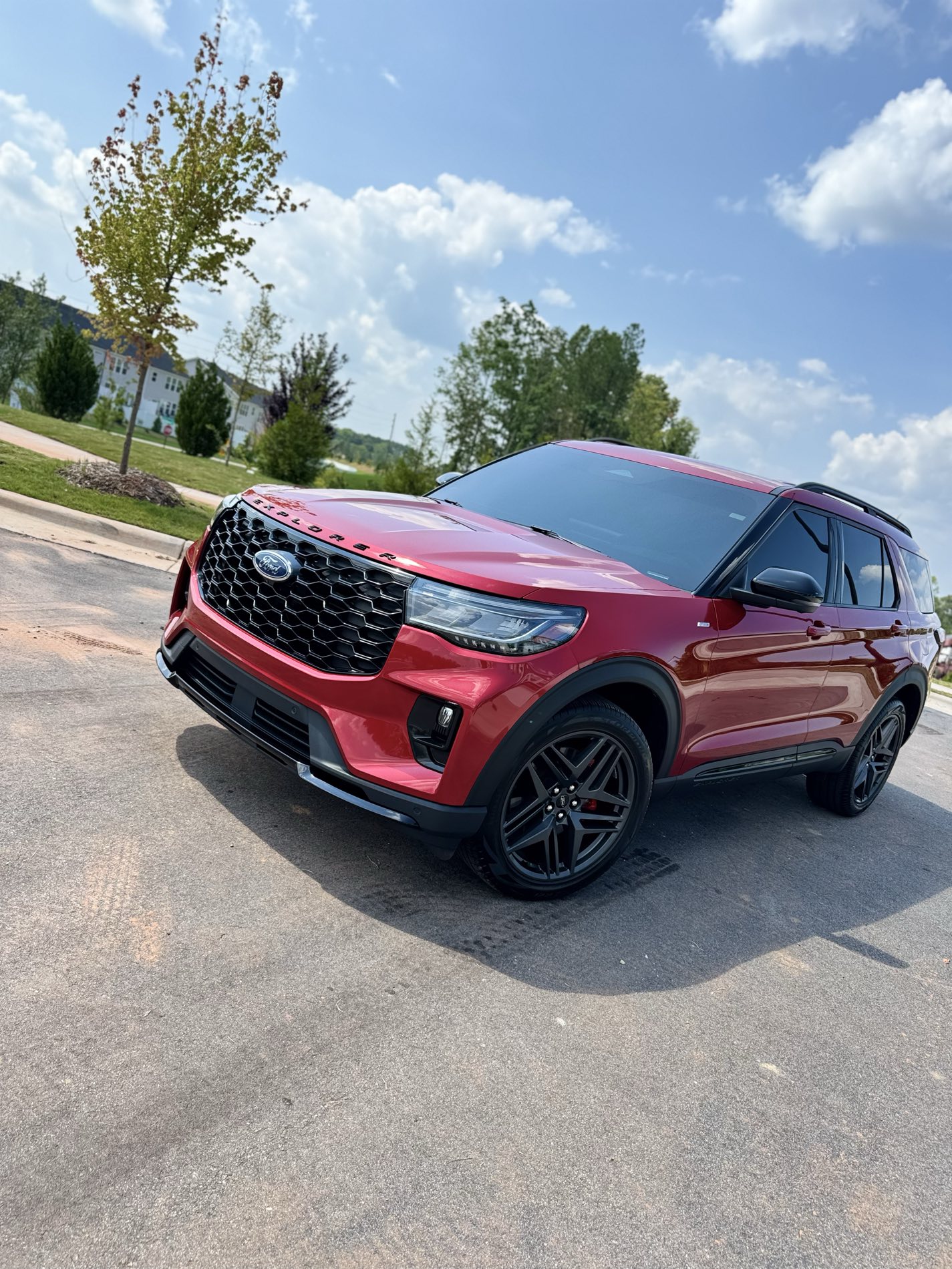 Red 2026 Ford Explorer ST after paint correction and a 5-year ceramic coating by Tang Detailing in Raleigh NC