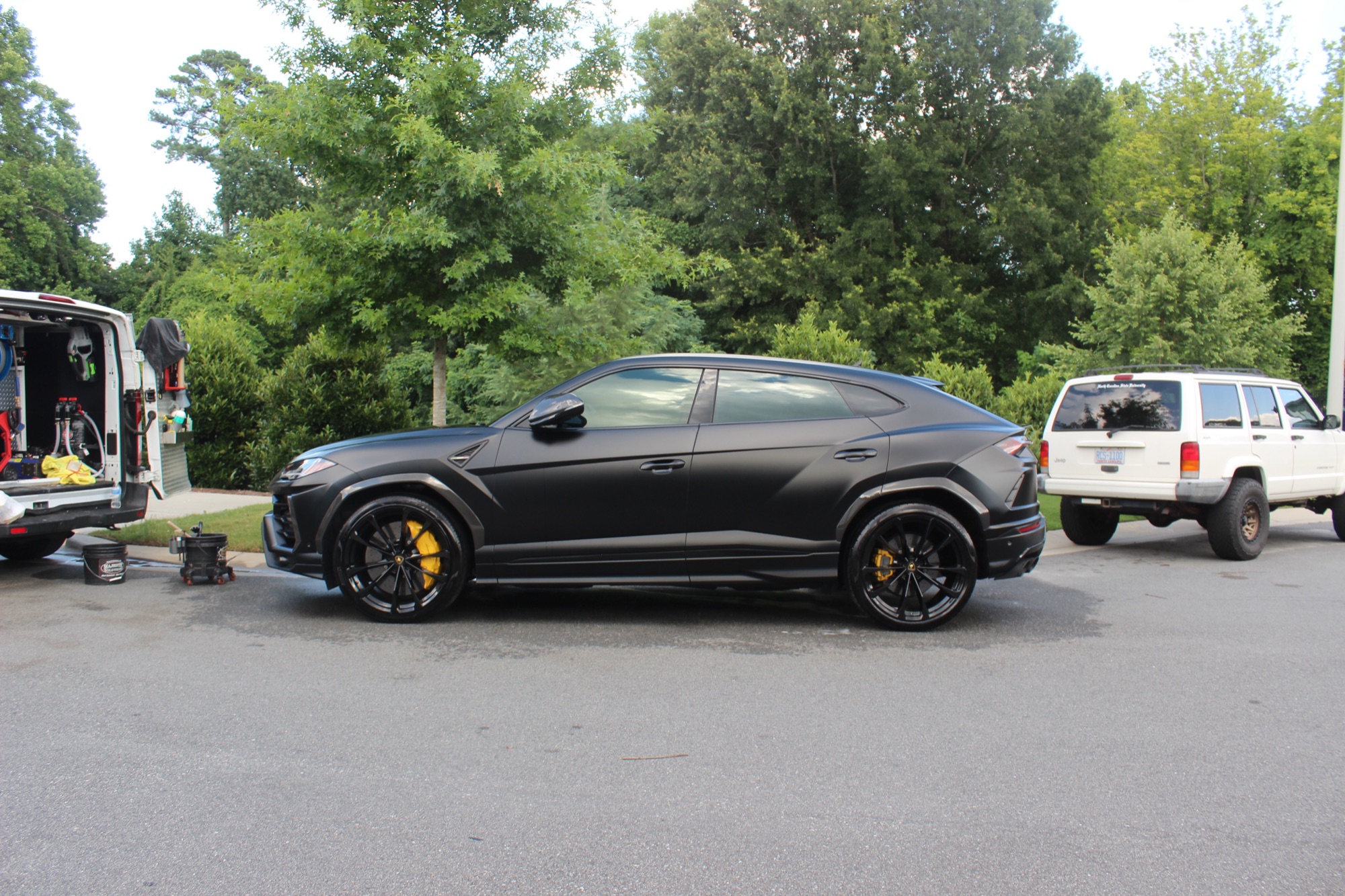 Satin black 2024 Lamborghini Urus after a full detail by Tang Detailing in Raleigh NC