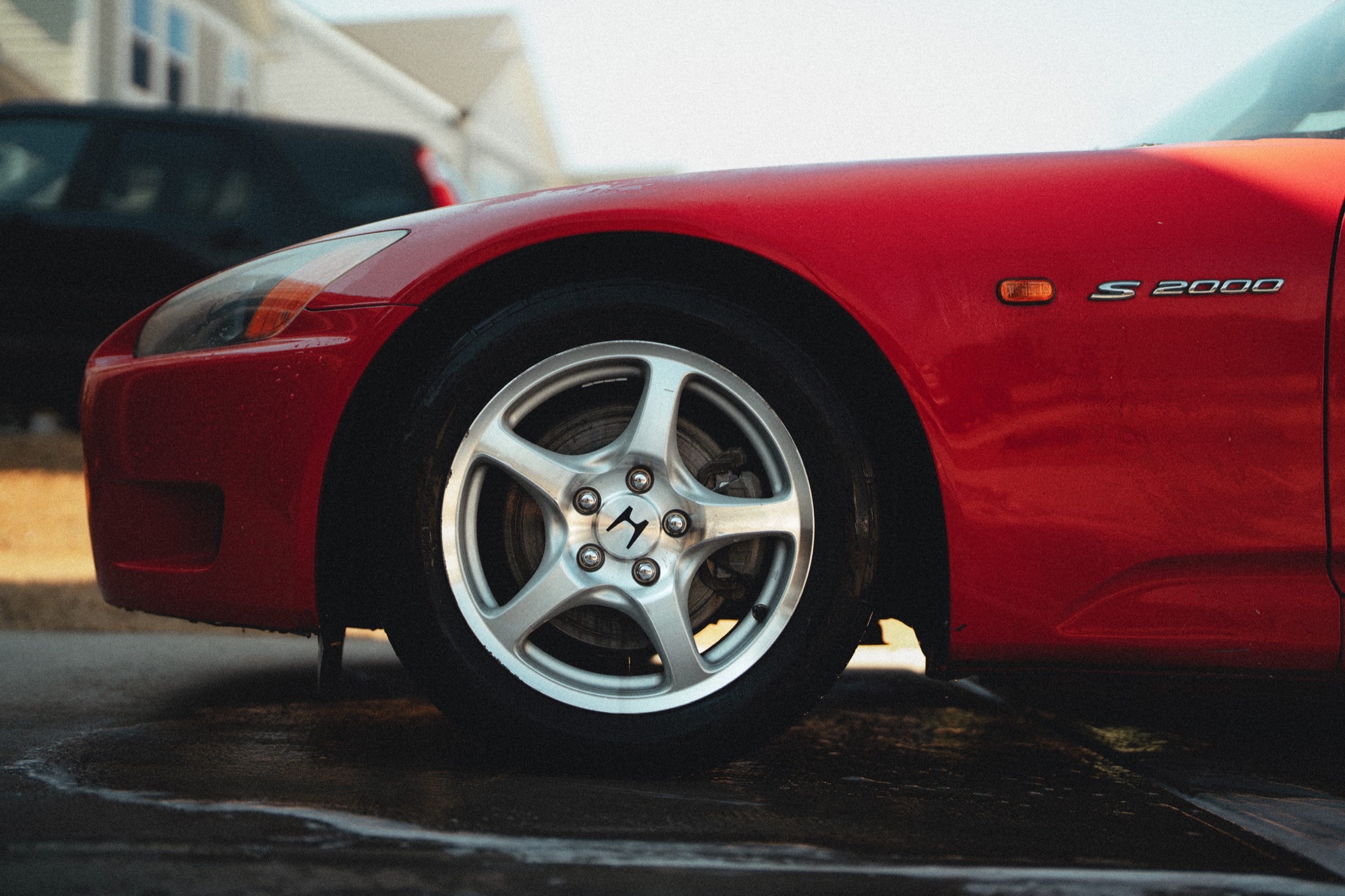 Close-up of a freshly detailed wheel and paint